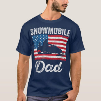T-shirt Motoneige Papa Américain Drapeau Drôle Drôle Moton