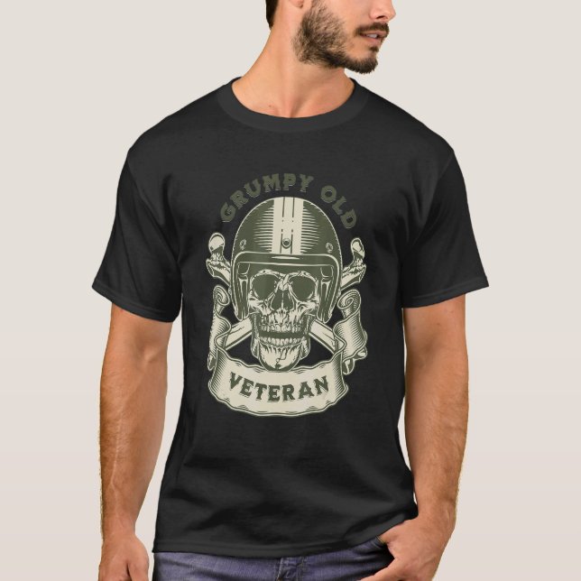 T-shirt MOTORCYCLE GRUMPY OLD VETERAN   Retirement (Devant)