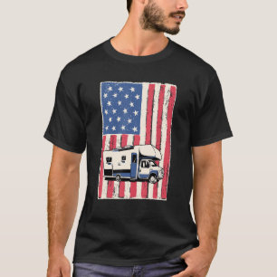 T-shirt Motorhome pour hommes camping idée drapeau américa
