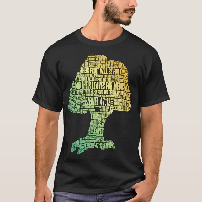 T-shirt Mots Cloud Arbre Bible Écriture Ezekiel 4712 (Devant)