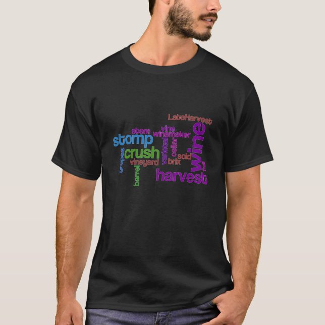 T-shirt Mots de récolte de vin (Devant)
