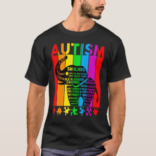 T-shirt Mots Décrivant Le Spectre De L'Autisme Qui Soutien