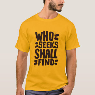 T-shirt Mots Dessinés À La Main Qui Cherche Trouvera