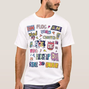 T-shirt Mots en argot anglais, lettres de gribouillis