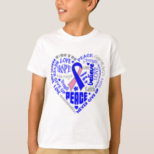 T-shirt Mots masculins de coeur de conscience de cancer du