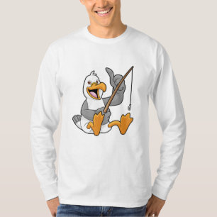 T-shirt Mouette à pêche avec bâton de pêche