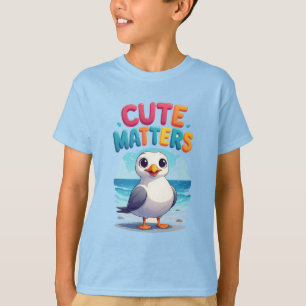 T-shirt Mouette adorable sur la plage avec un texte coloré