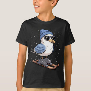 T-shirt Mouette Cool Sur Les Skis - Mouettes D'hiver Nordi