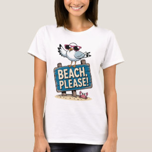T-shirt Mouette Sassy Plage S'il Vous Plaît Rose Rétro