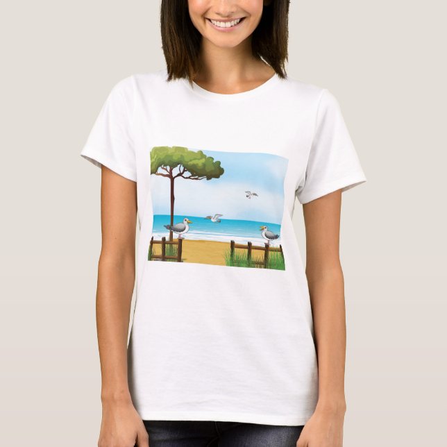 T-shirt Mouettes À La Plage Sweatshirt Femme (Devant)