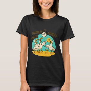T-shirt Mouettes drôles de volley-ball de plage de dessin