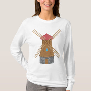 T-shirt Moulin à vent en bois rustique traditionnel