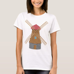 T-shirt Moulin à vent traditionnel en bois rustique