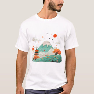T-shirt Mount Fuji & Rising Sun Graphic