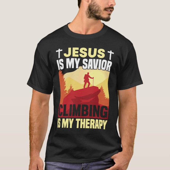T-shirt Mountain Climbing Rock Climb Jesus Climber (Devant)