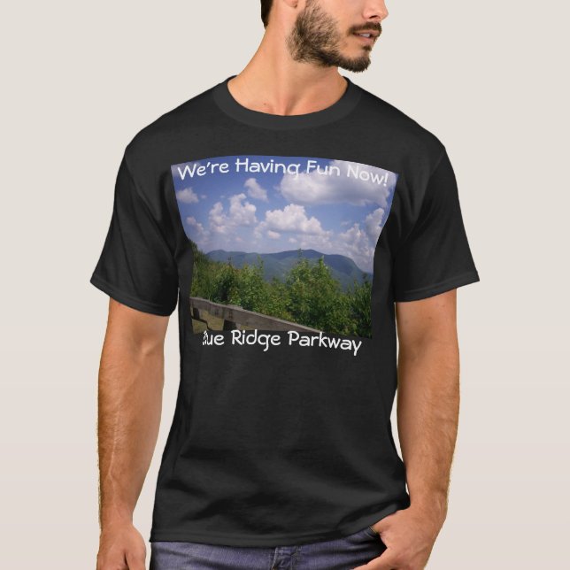 T-shirt Mountain View bleu de route express de Ridge (Devant)