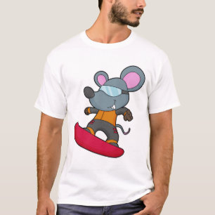 T-shirt Mouse as Snowboarder