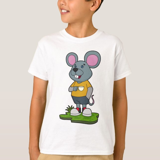 T-shirt Mouse with Coffee cup (Devant)