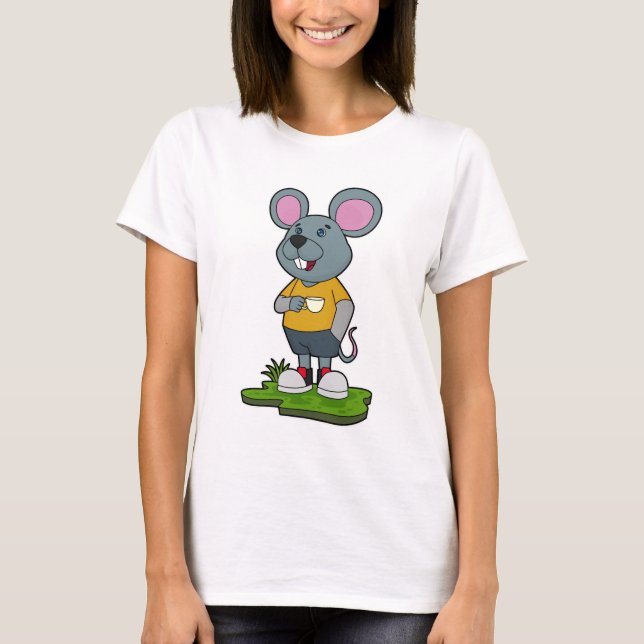 T-shirt Mouse with Coffee cup (Devant)