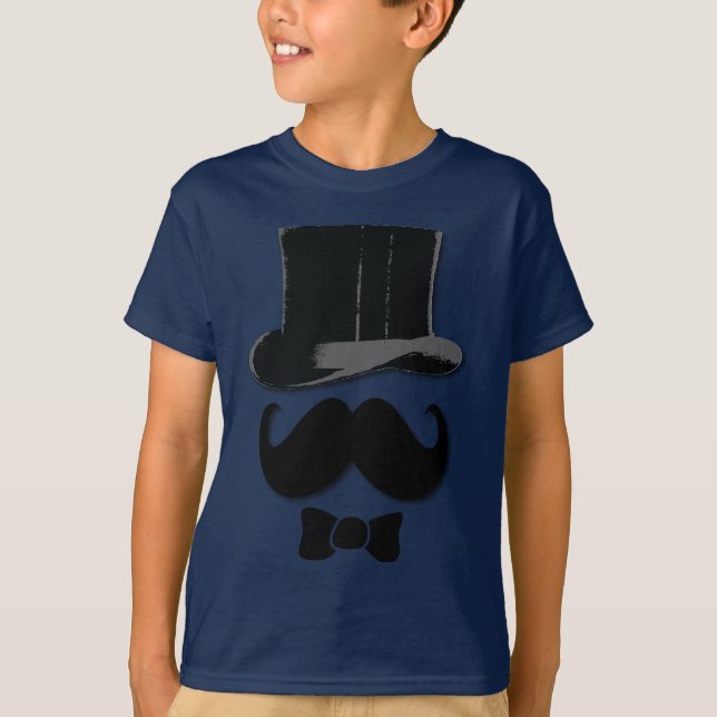 T-shirt Moustache, chapeau supérieur et cravate arc (Devant)