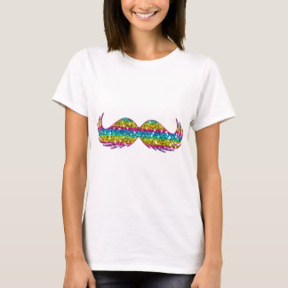 T-shirt Moustache de parties scintillantes d'arc-en-ciel