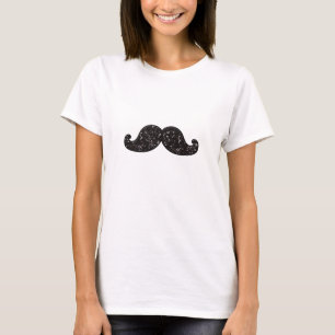 T-SHIRT MOUSTACHE DE PARTIES SCINTILLANTES DE NOIR