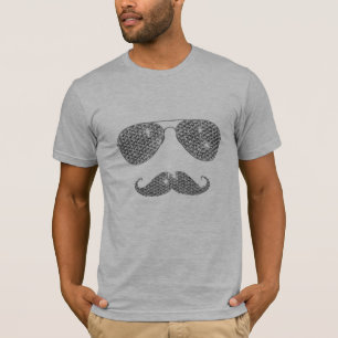 T-shirt Moustache drôle de diamant avec des verres