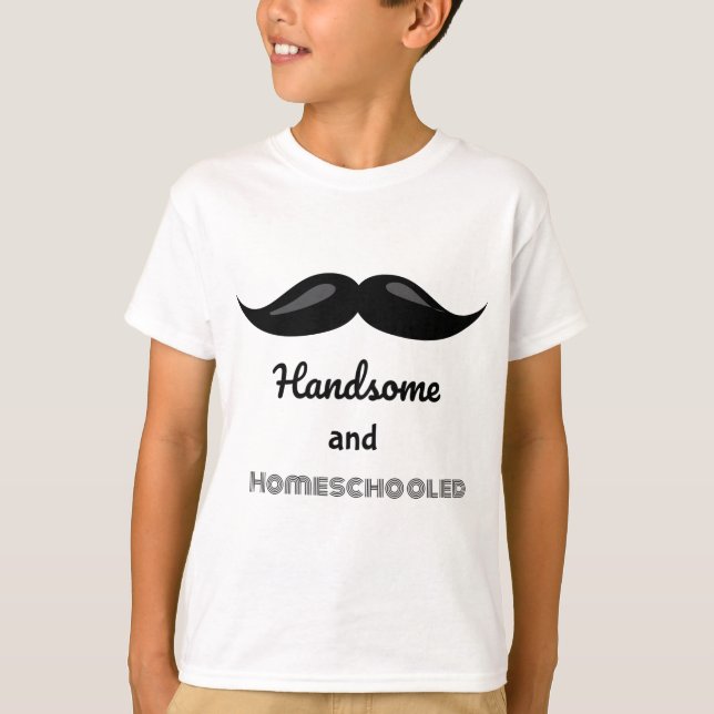 T-shirt Moustache Handsome et à domicile (Devant)