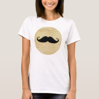Moustache noire drôle sur le pois jaune vintage