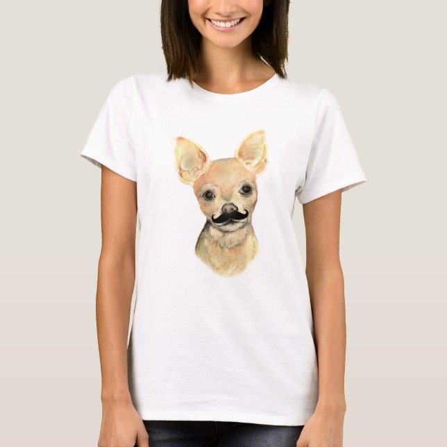 T-shirt Moustache sur une mignonne humour de chien (Devant)