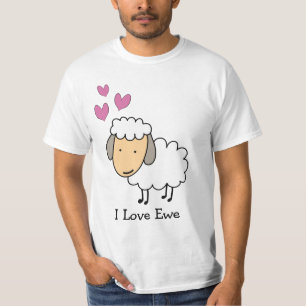 T-shirt Mouton de dessin animé jeu de mots je t'aime brebi