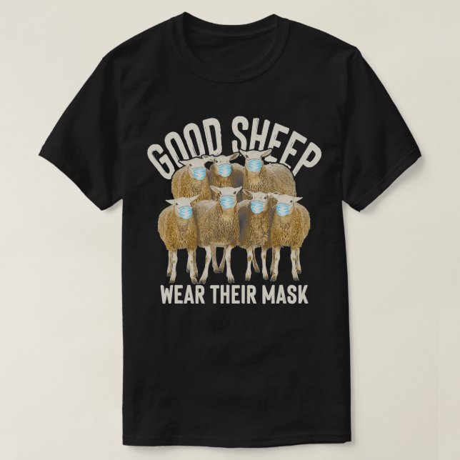 T-shirt Mouton doux - Bon Mouton Porte Leur Masque Amusant (Design devant)