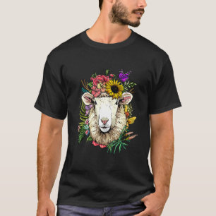 T-shirt Mouton Floral Jardinage Botanique Plante Fleur Mou