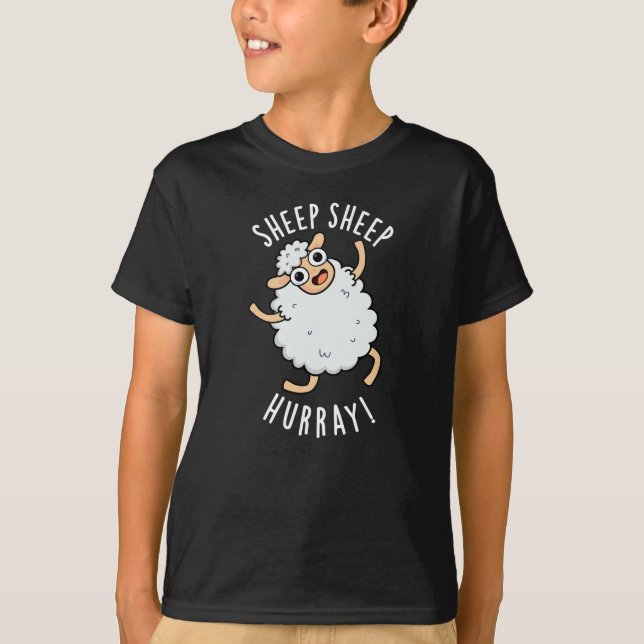 T-shirt Mouton Mouton Hurray Drôle Animal Pun Dark BG (Devant)