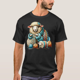 T-shirt Mouton Tricotant Crochet Laine Artisanat Tricoteus