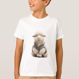 T-shirt Moutons Fluffy dans un Cardigan en Laine pour Enfa