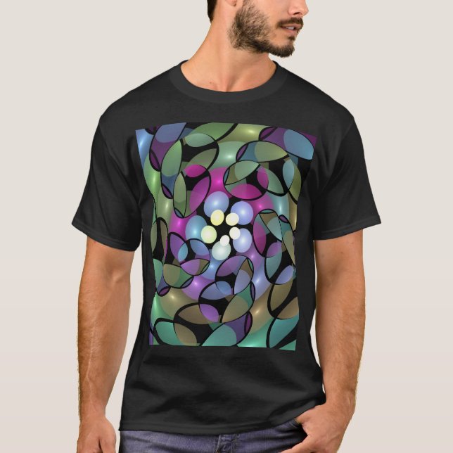T-shirt Mouvements colorés Abstrait Trippy Fractal Art (Devant)