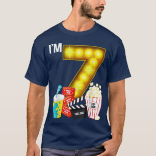 T-shirt Movie Night Party 7e Birthday Movie Theme Kids Bi