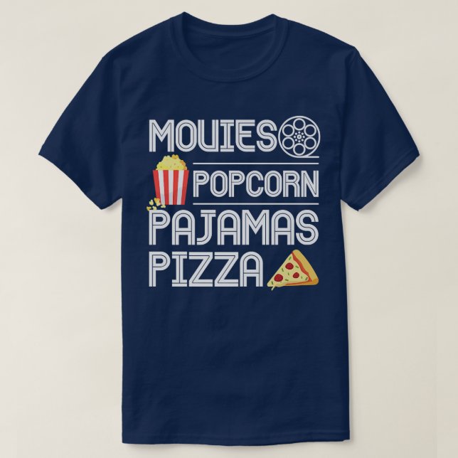 T-shirt Movies Popcorn Pajamas Pizza Premium 10272321 (Design devant)