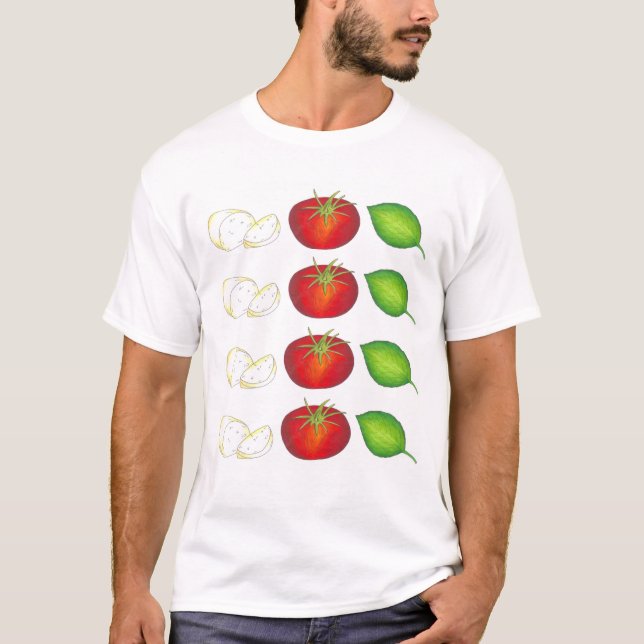 T-shirt Mozzarella Tomato Basil Italie Cuisine alimentaire (Devant)