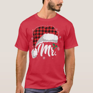 T-shirt Mrs And Mr Santa Hat Buffalo Plaid Christmas Coupl