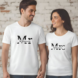 T-shirt Mrs | Misses Family Name Custom Couples Womens