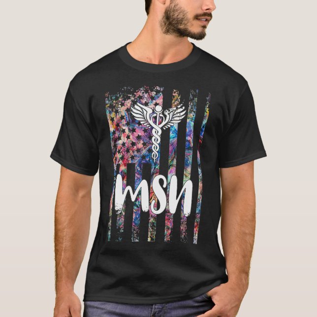 T-shirt MSN American Flag Master of Science En Infirmière  (Devant)