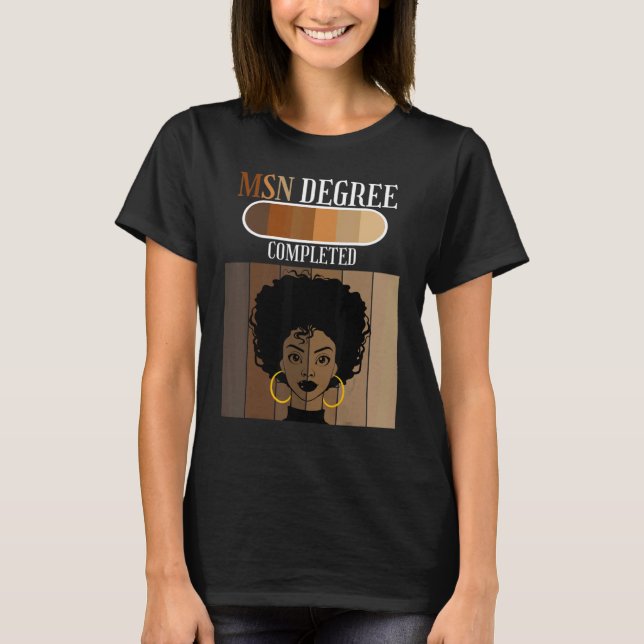 T-shirt MSN Nurse Diplômé Diplômé Noir Afro (Devant)