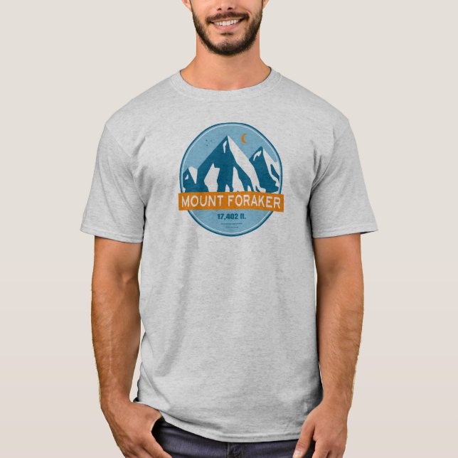 T-shirt Mt Foraker Alaska Stars Moon (Devant)