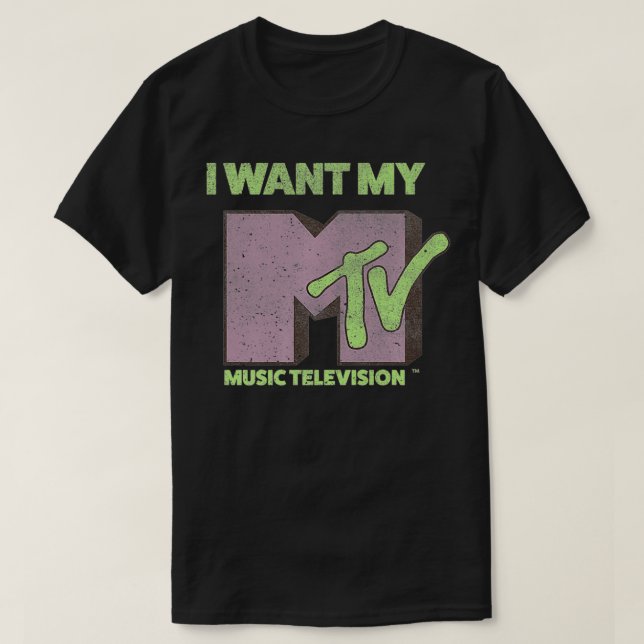 T-shirt MTV Je Veux Ma Musique Télévision Simple Logo drôl (Design devant)