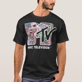 T-shirt Mtv Music Télévision Astronaut Collage Logo Rempli