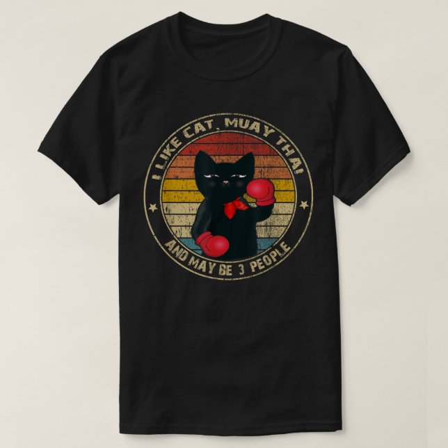 T-shirt Muay Thai Funny Chat Kickboxing Thaïlande Chat de  (Design devant)