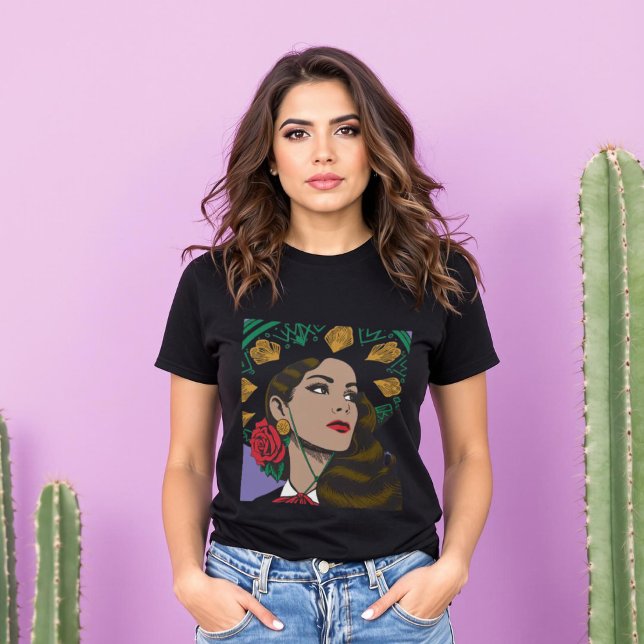 T-shirt Mujer Mariachi Mexicana (Mujer Mariachi Mexicana Pop Art T-Shirt.)