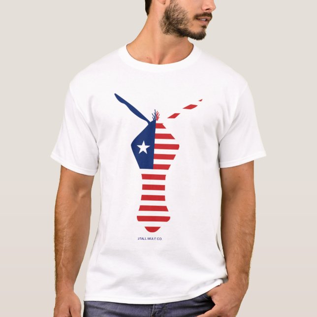 T-shirt Mule blanche et bleue rouge (Devant)